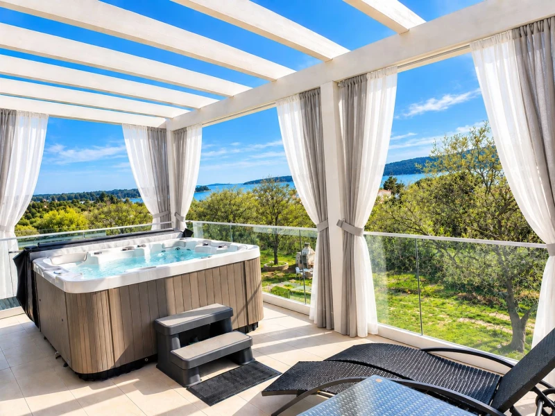 Wellness & Spa, Villa STELLA - the perfect combination of wellness, heated pool, near to the sea, Pomer - Istria, Balkon / Terrasse