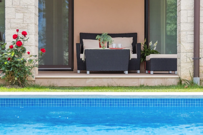Apartman Marilena sa bazenom, Balkon / terasa
