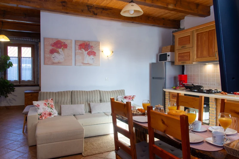 Apartment with fireplace and balcony